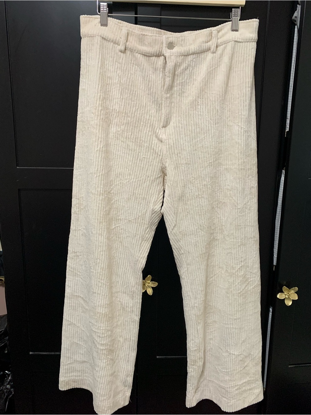 Dex Cream soft Corduroy Wide-Leg Pants stretchy comfy